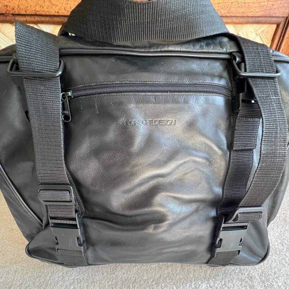 Porsche Design Black Calfskin Laptop Duffle Bag Excellent Condition